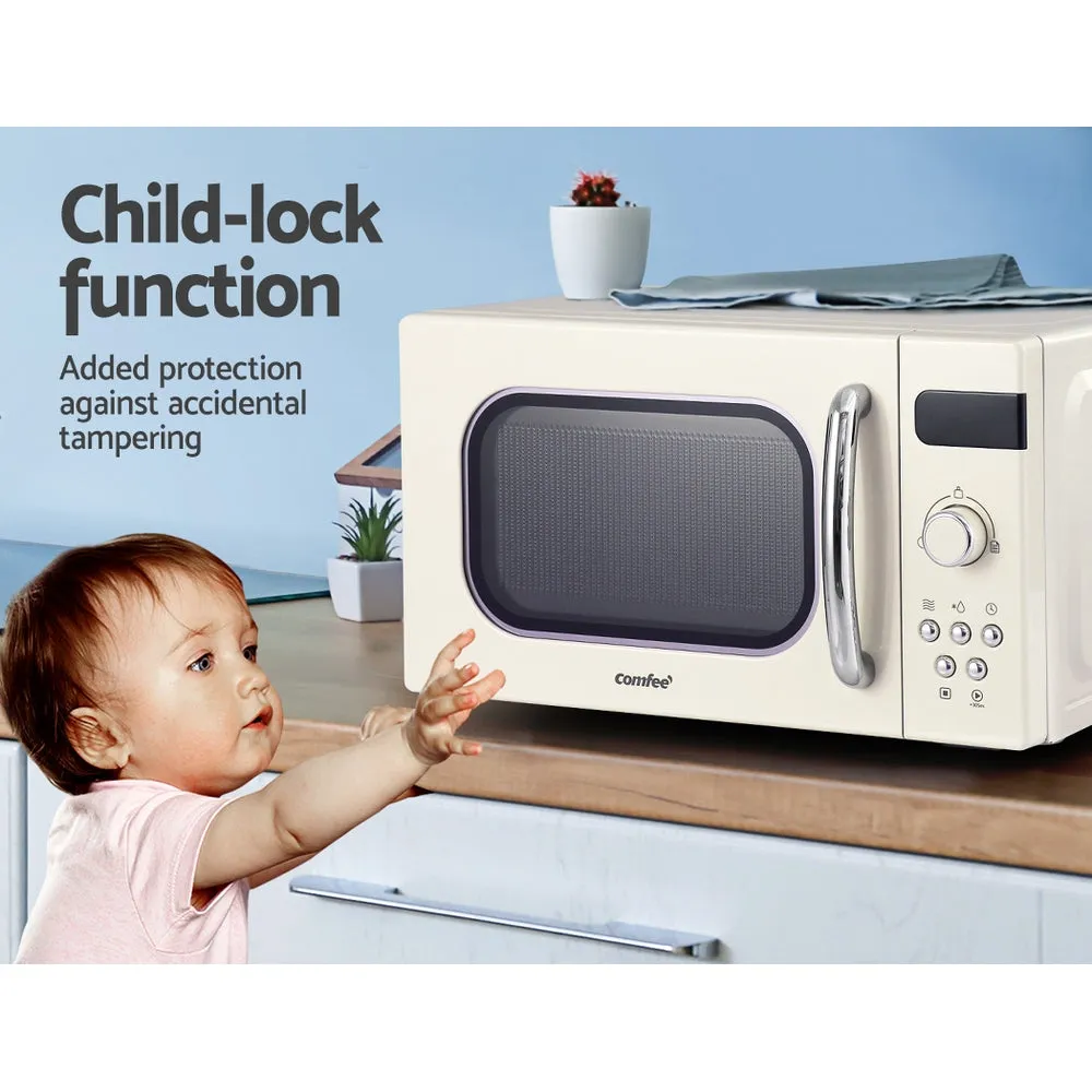 20L Microwave Oven 800W Countertop Kitchen 8 Cooking Settings Cream