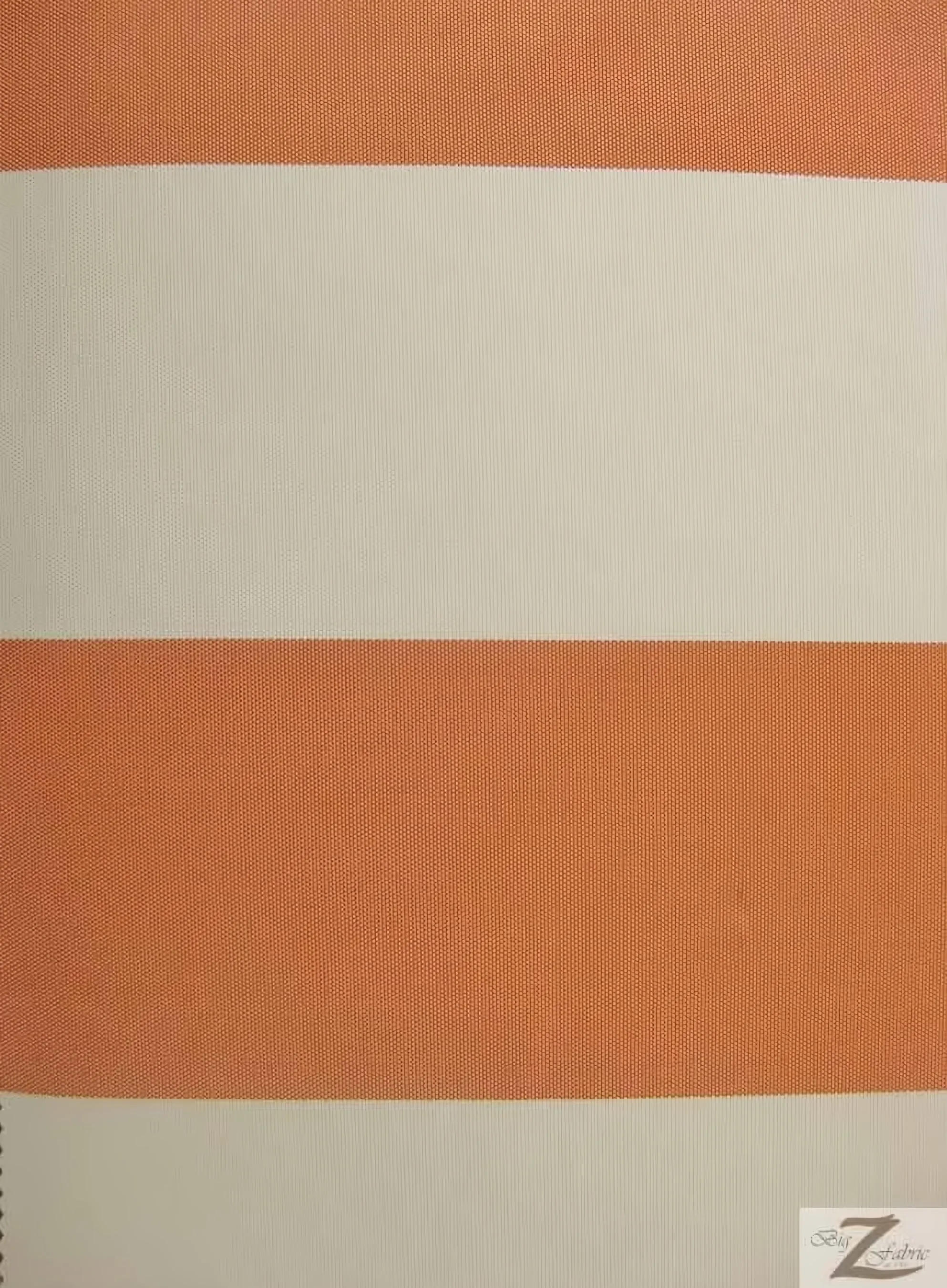 4" Stripe Canvas Deck Outdoor Waterproof Anti-uv Vinyl Fabric / Orange/Ivory / Sold By The Yard