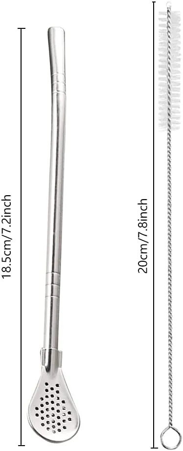 6pc Stainless Steel Drinking Straws with Filter Spoon