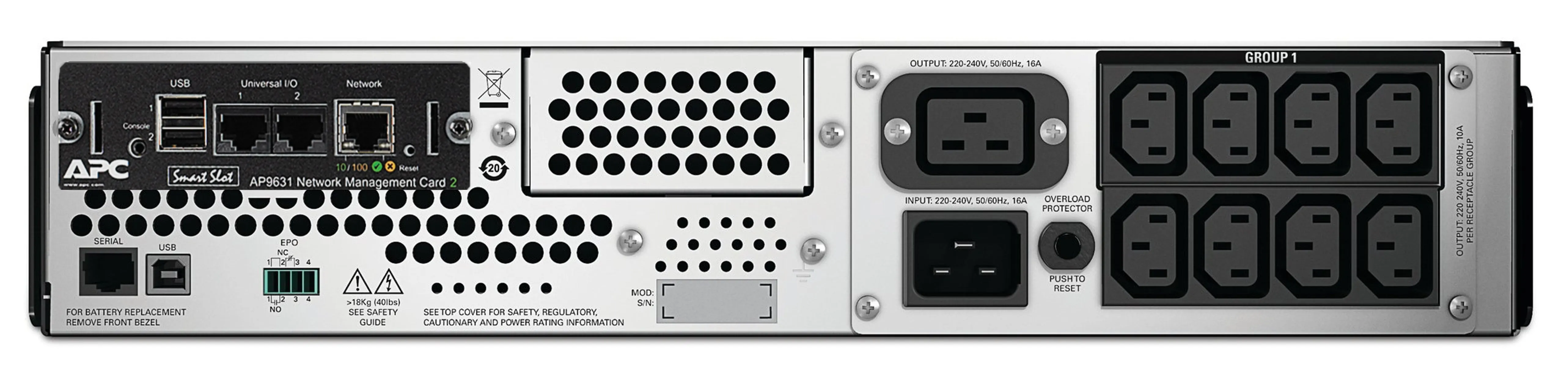 Apc Smart-Ups 3000Va Lcd Rm - Ups (Rack-Mountable) - Ac 230 V - 2700 Watt - 3000 Va - Ethernet, Rs-232, Usb - Output Con