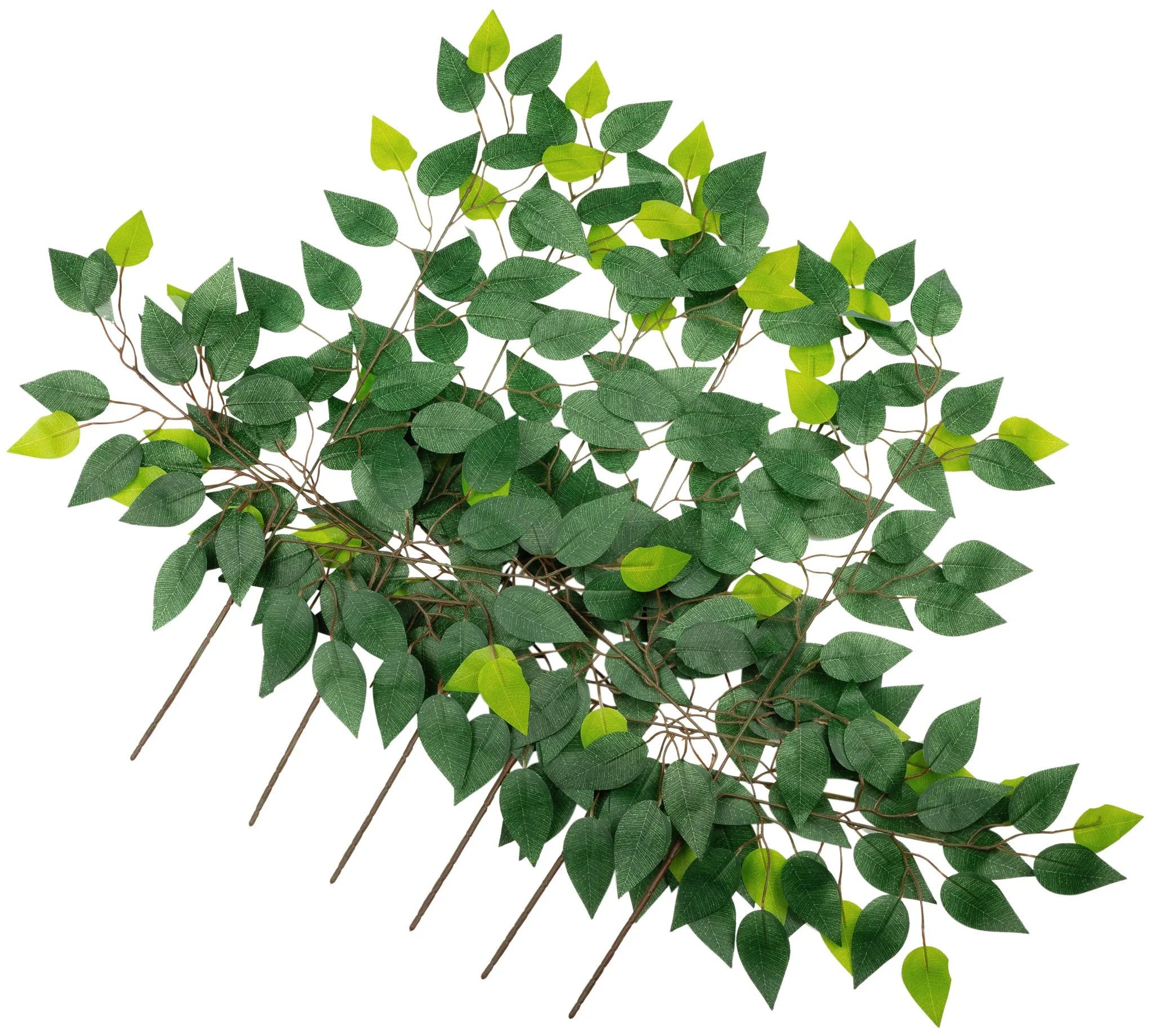 Artificial Silk Ficus Leaf Branches Spray 6 stems Bundle