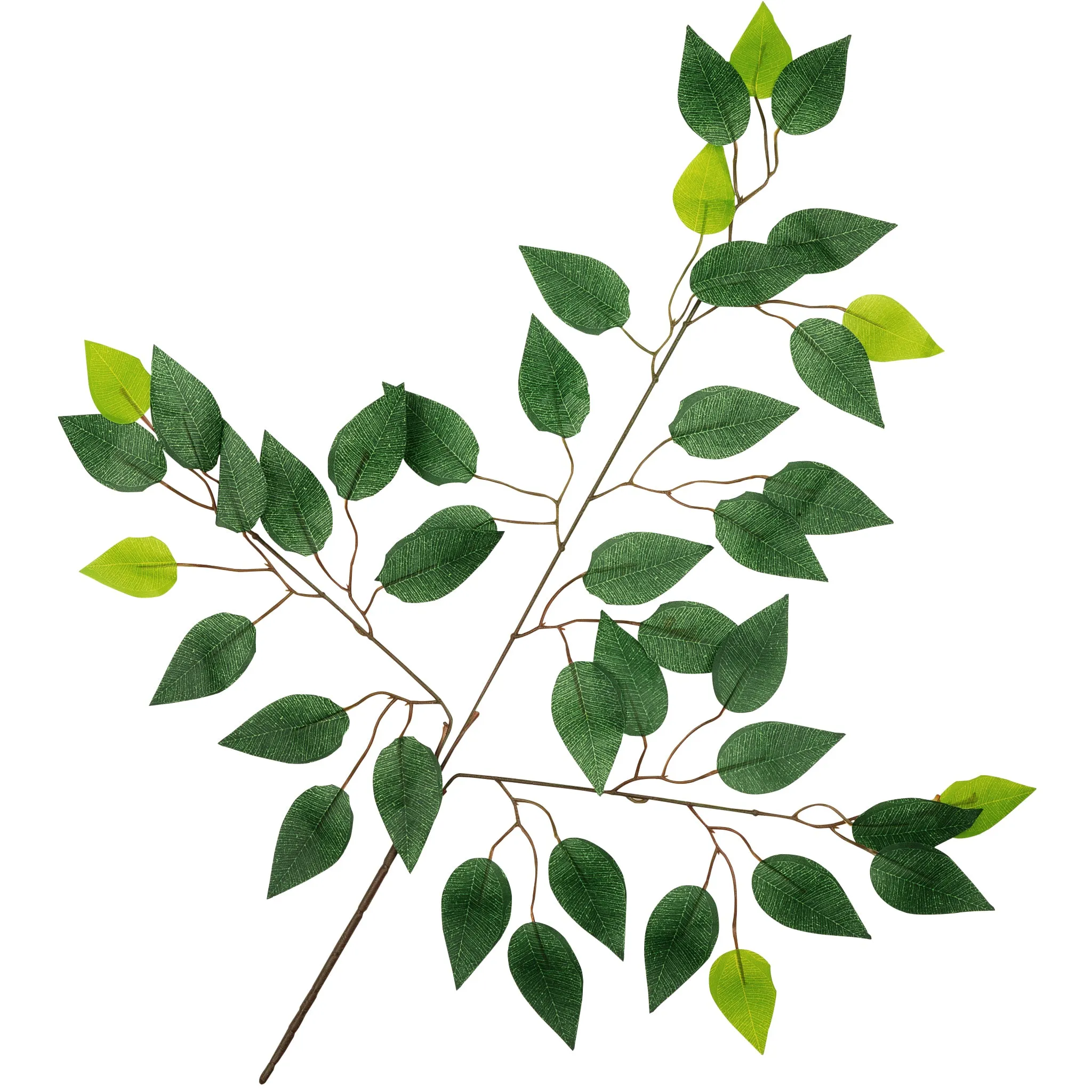 Artificial Silk Ficus Leaf Branches Spray 6 stems Bundle