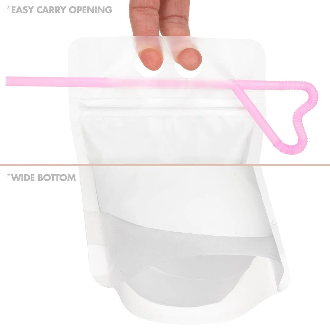Bachelorette Drink Pouch Cups with Straws, 16 Pack