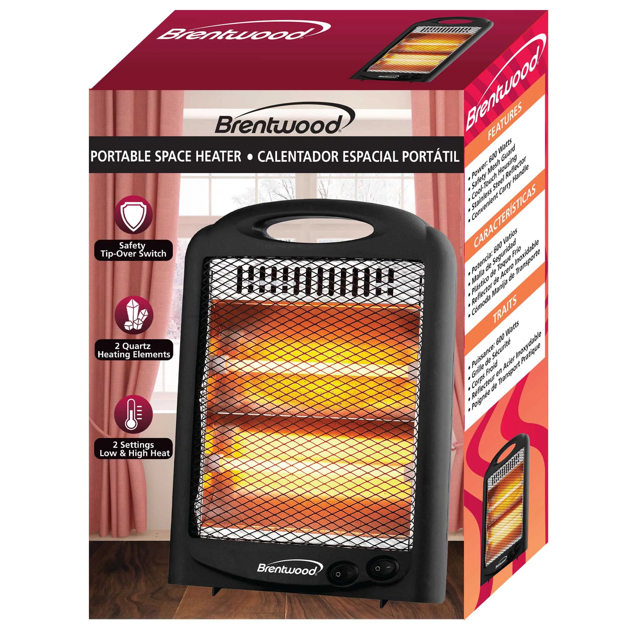 Brentwood H-Q600W 600-Watt Portable Space Heater, Black