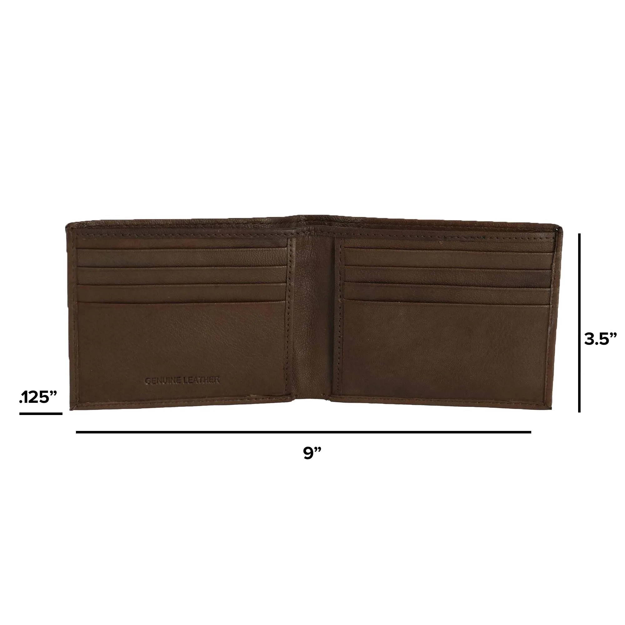 CTM® Men's Leather American Flag Embossed Bifold Wallet