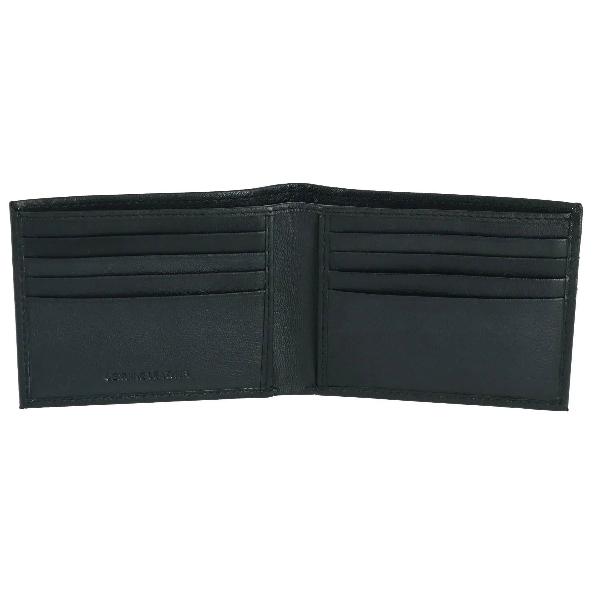 CTM® Men's Leather American Flag Embossed Bifold Wallet