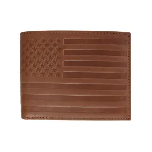 CTM® Men's Leather American Flag Embossed Bifold Wallet