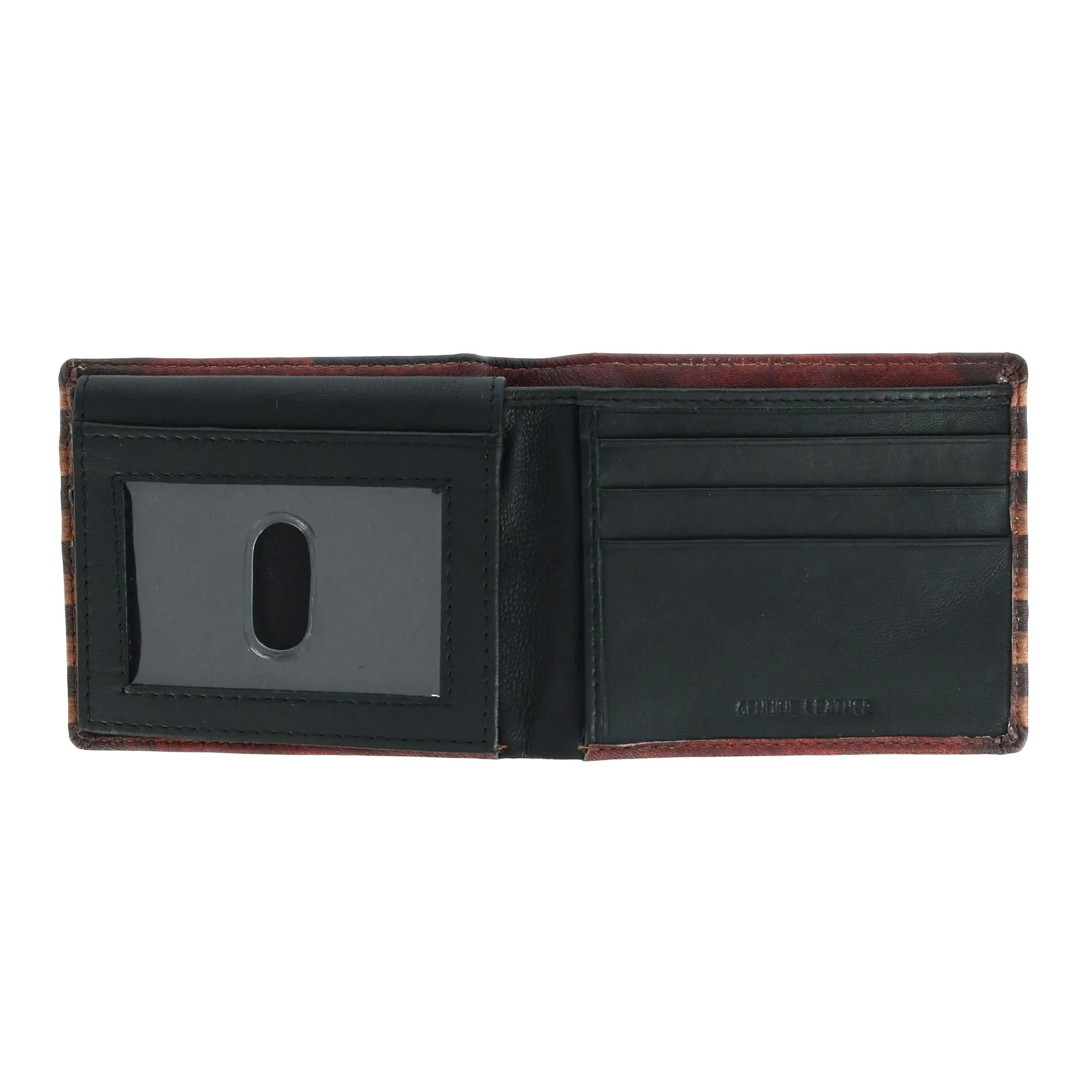 CTM® Men's Leather RFID Vintage American Flag Bifold Passcase Wallet