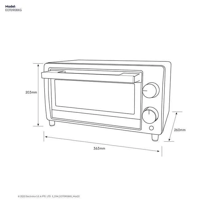 Electrolux EOT0908X Electric Oven Toaster 9.0L