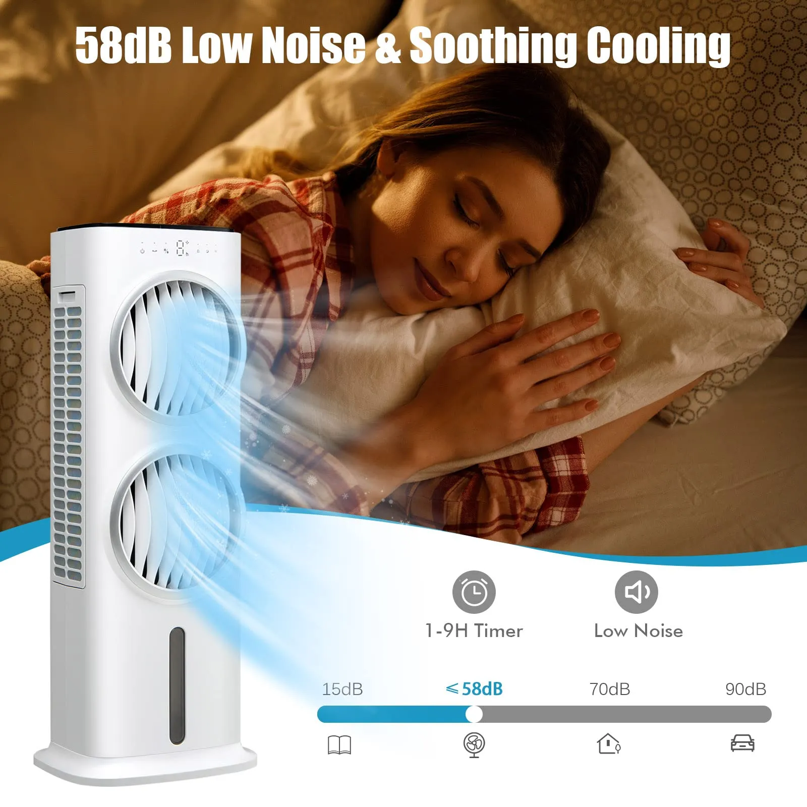 Evaporative Air Cooler, with Remote Control, 3-in-1 Portable Quiet Swamp Cooler with 3 Modes