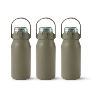Homestic Water Bottle | Vacuum Insulated Travel Bottle | Hot & Cold Water Bottle | Sipper Lid & Handle Water Bottle | 1000 ML | Pack of 3 | HH-22111D | Green