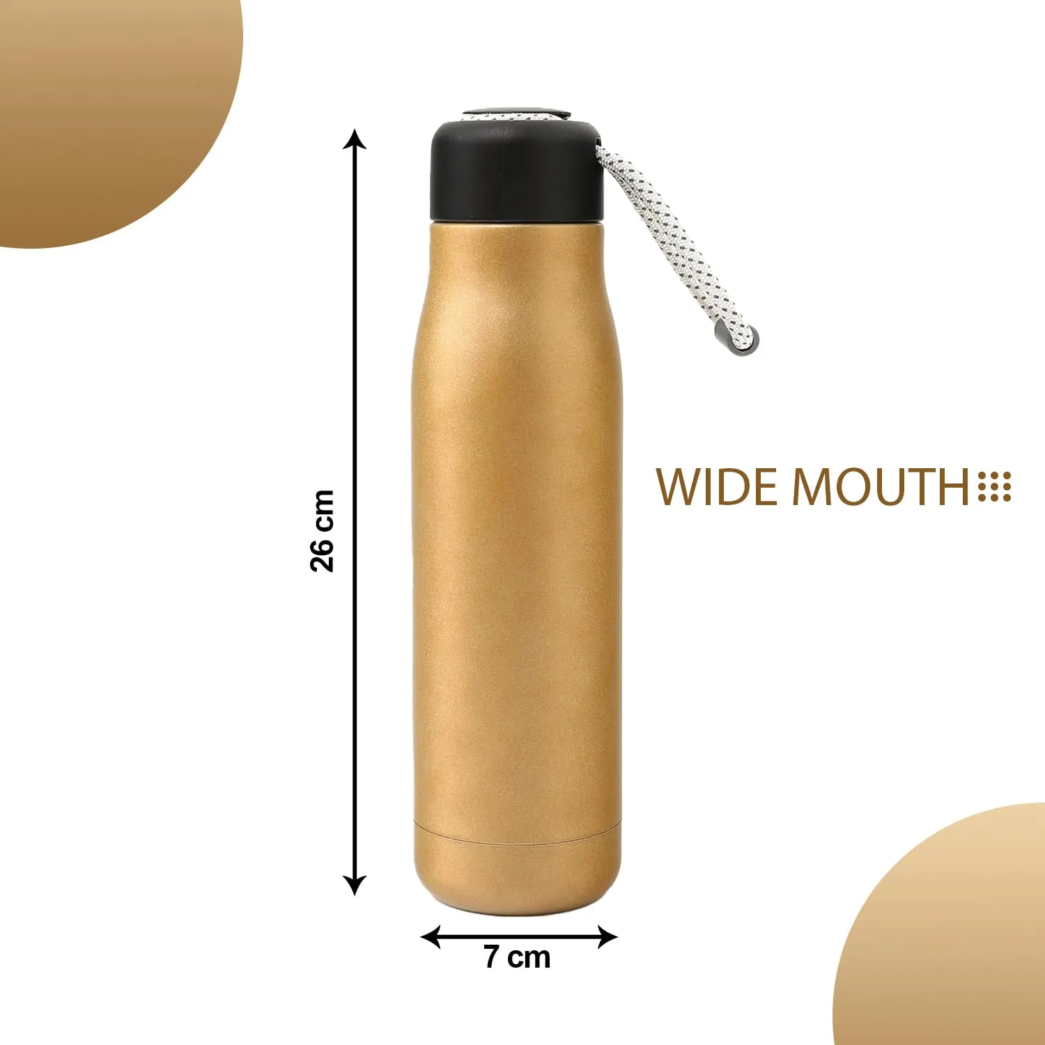 Kuber Industries Pack of 3 Vacuum Insulated Water Bottle | Stainless Steel Water Bottle | Hot & Cold Water Bottle | Leakproof, BPA Free, Rustproof | 550 ML | Brown