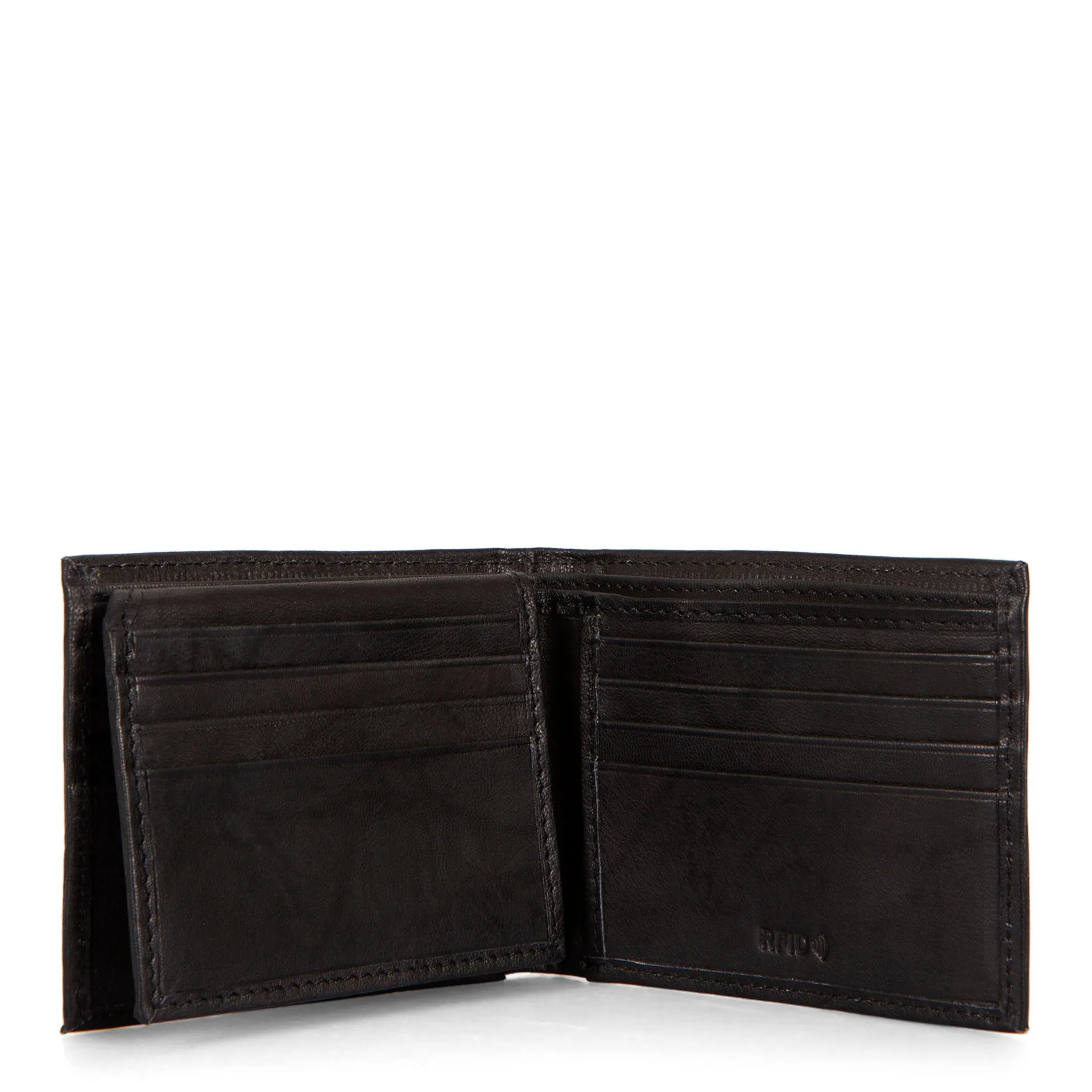 Leather RFID Bifold Wallet with Flip-Up Wing