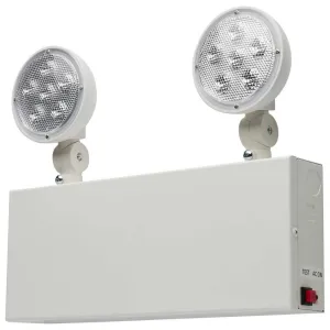 LED Emergency Light, 1.5 Watts, 220 Lumens, 2 Adjustable Light Heads, 120-277V, White
