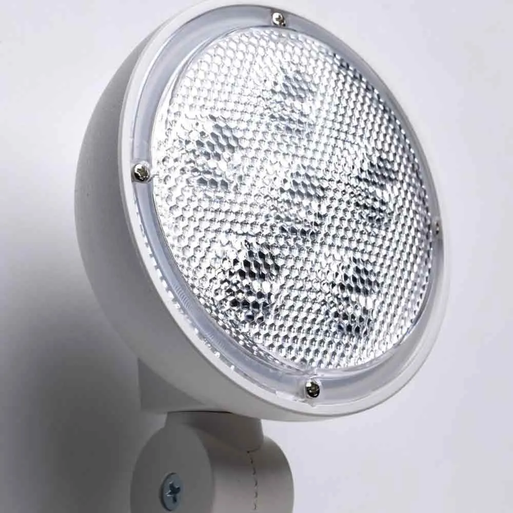 LED Emergency Light, 1.5 Watts, 220 Lumens, 2 Adjustable Light Heads, 120-277V, White