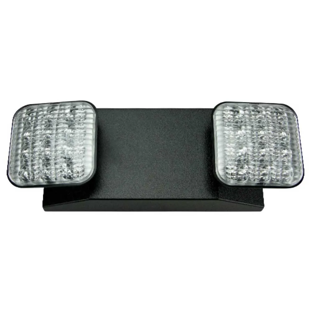LED Emergency Light, 2 Watts, 2 Adjustable Light Heads, 120-277V, Black