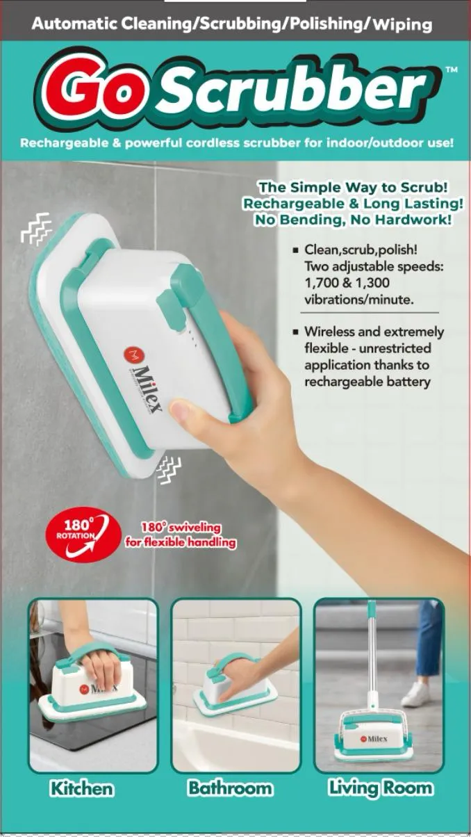 Milex Cordless GO SCRUBBER - Uses Powerful Vibrations To Remove Dirt & Grime