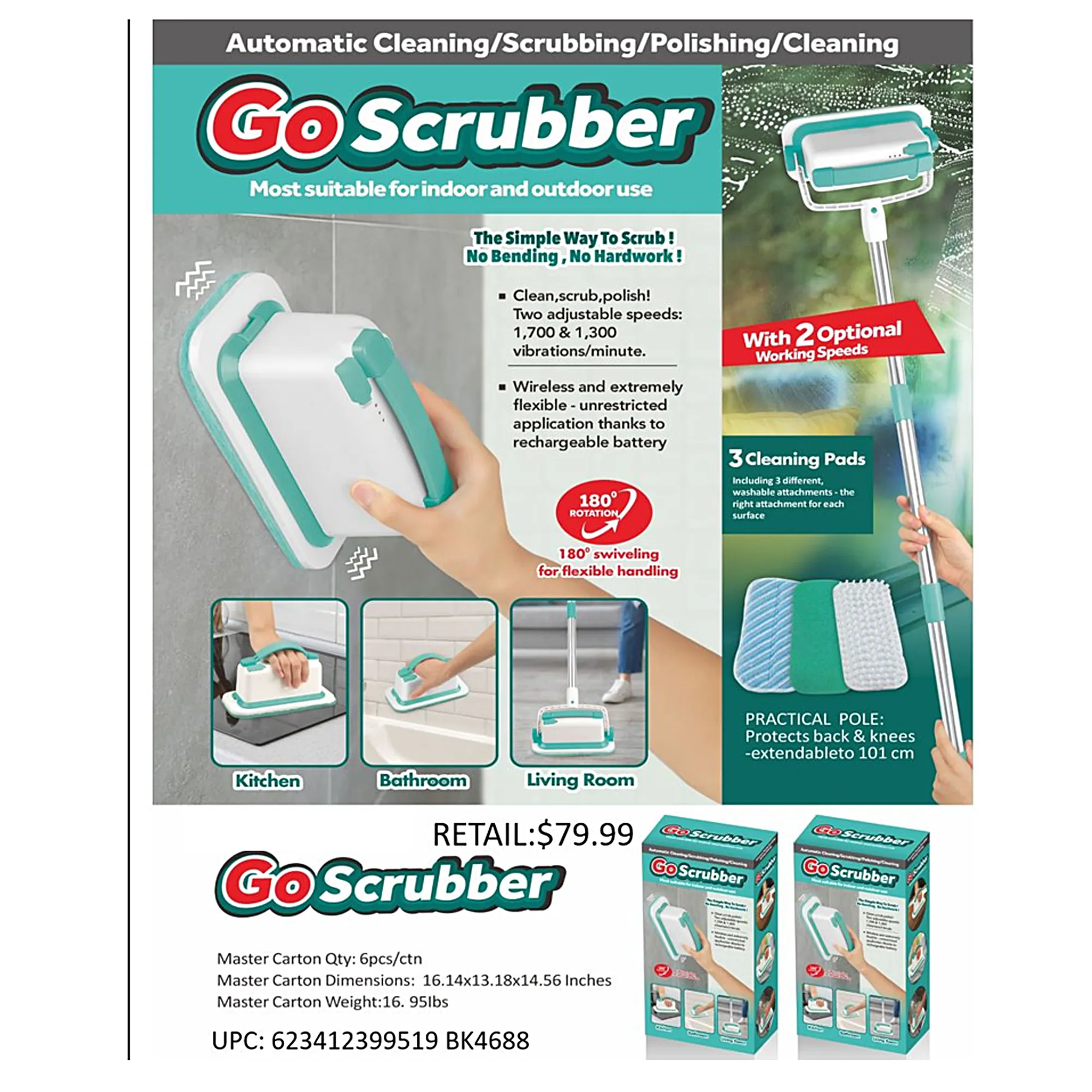 Milex Cordless GO SCRUBBER - Uses Powerful Vibrations To Remove Dirt & Grime