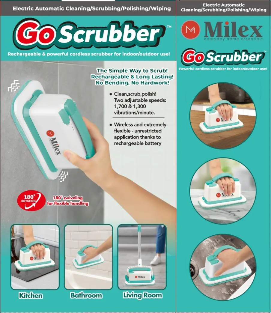 Milex Cordless GO SCRUBBER - Uses Powerful Vibrations To Remove Dirt & Grime