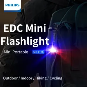 Philips 7cm Mini EDC Flashlight 300 Lumens Rechargeable LED Light with  Battery Portable Outdoor Lighting for Camping