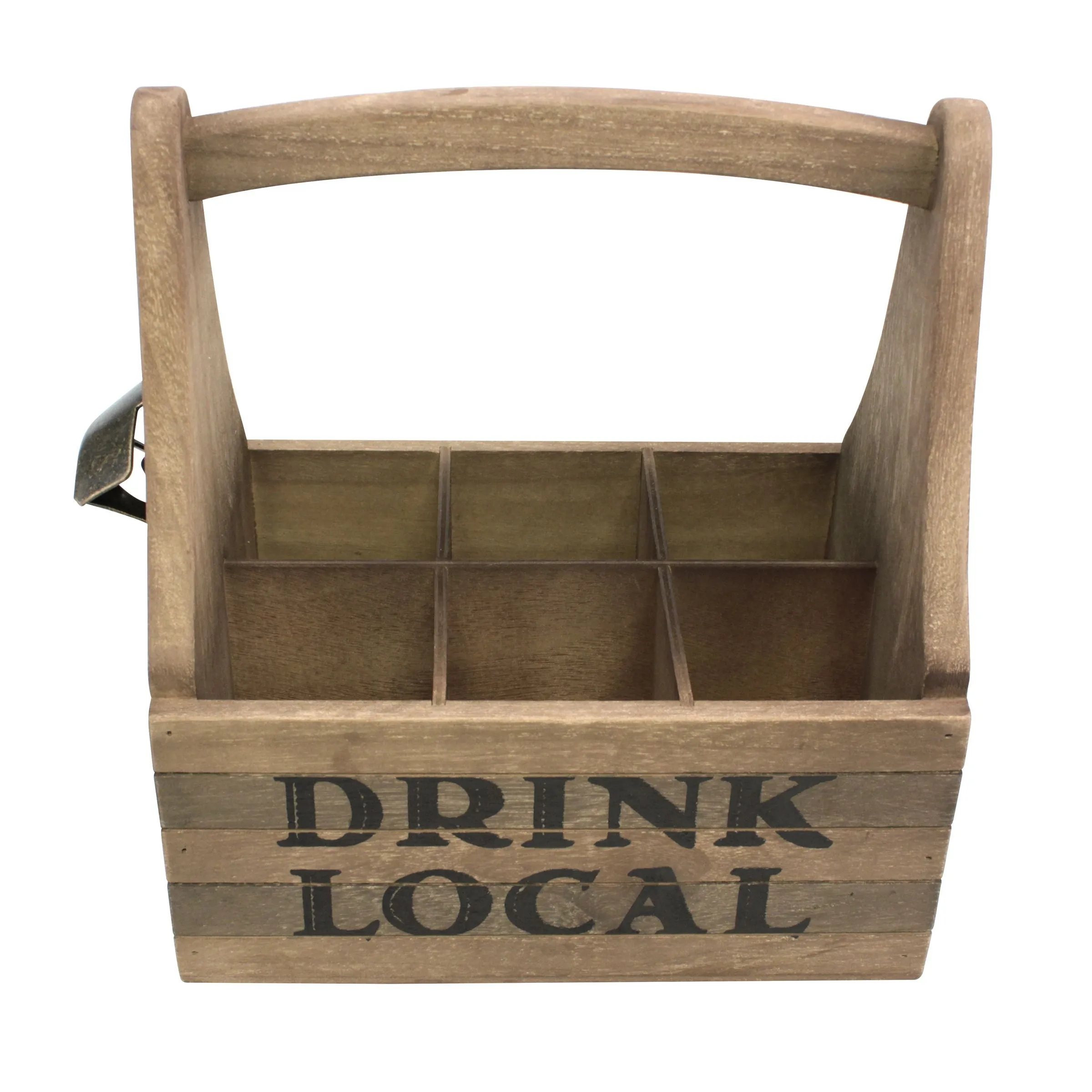 "Drink Local" Wood Drink Caddy with Bottle Opener