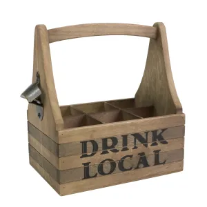 "Drink Local" Wood Drink Caddy with Bottle Opener