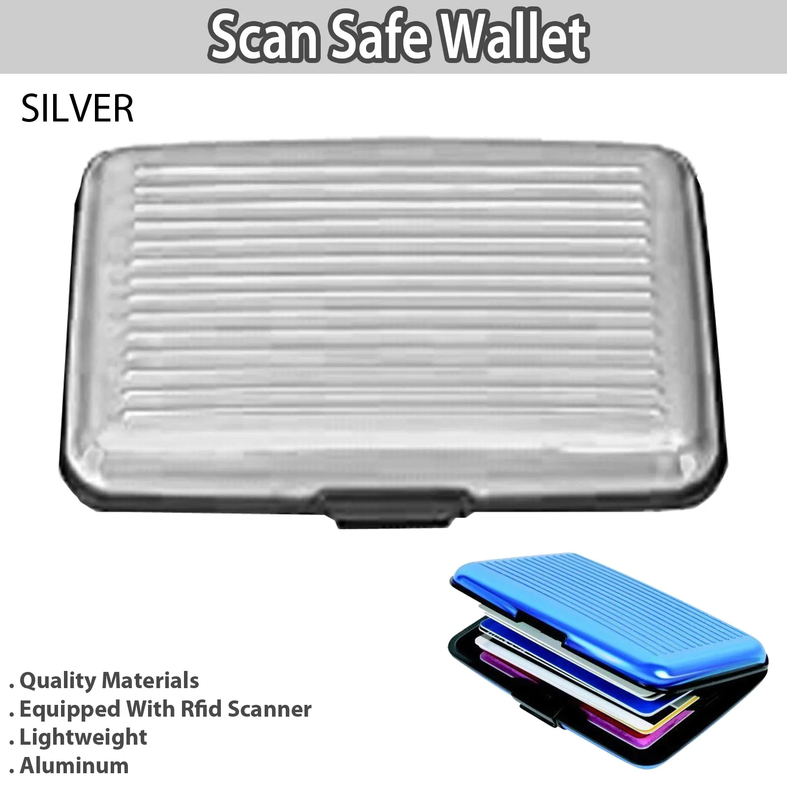 Scan Safe Wallet - Ultimate Protection Against Identity Theft (Silver)