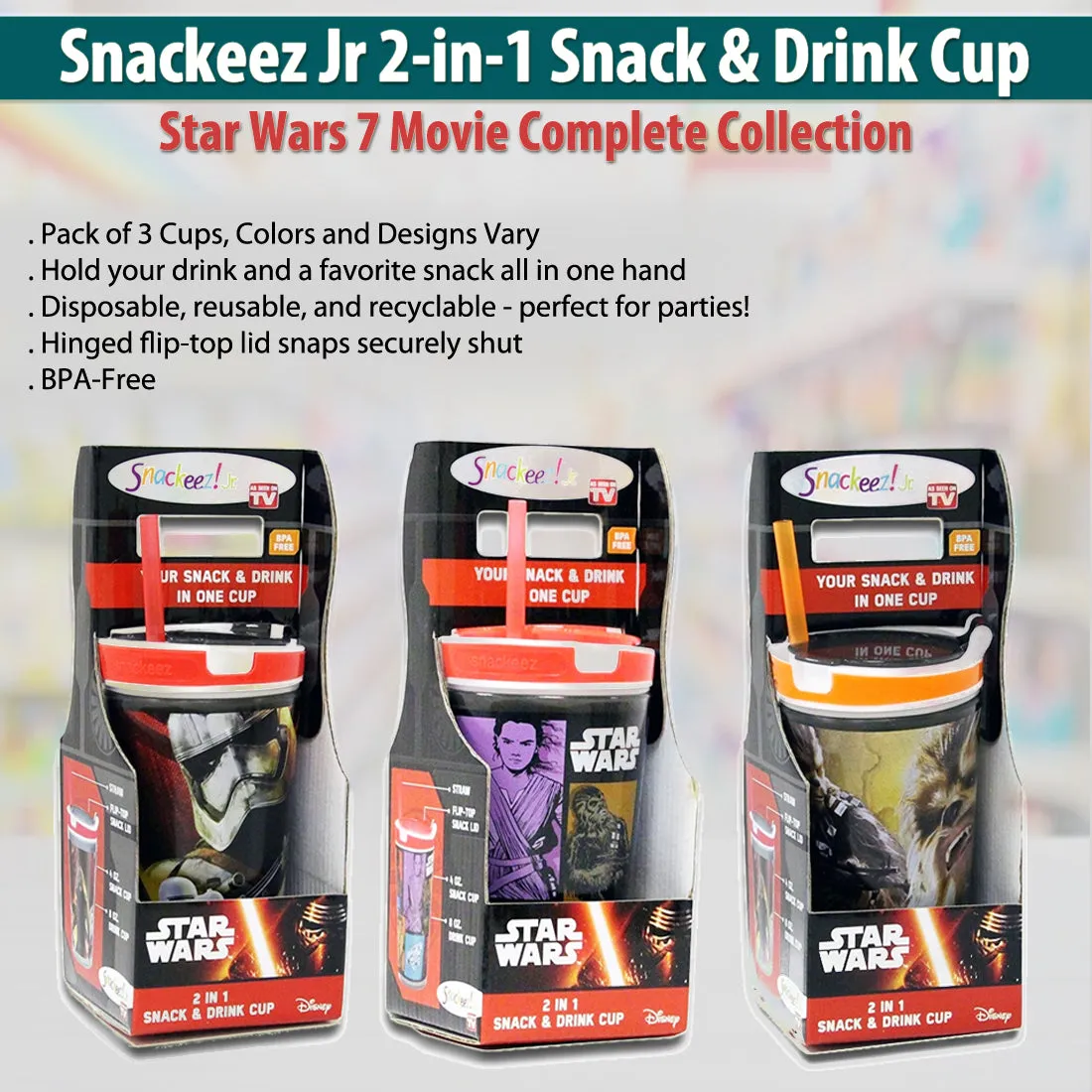 Snackeez Jr. 2-in-1 Snack & Drink Cup - Star Wars: Episode VII Complete Collection
