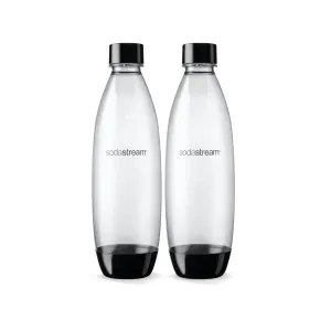 SodaStream Fuse Twin Pack Dishwasher Safe Carbonating Bottles Black 1L