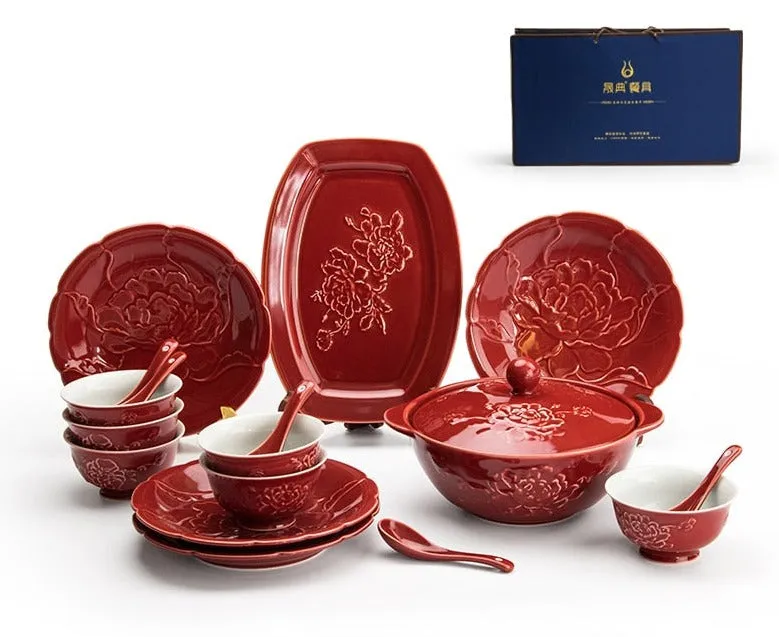 TEEK - Relief Peony Dinner Set