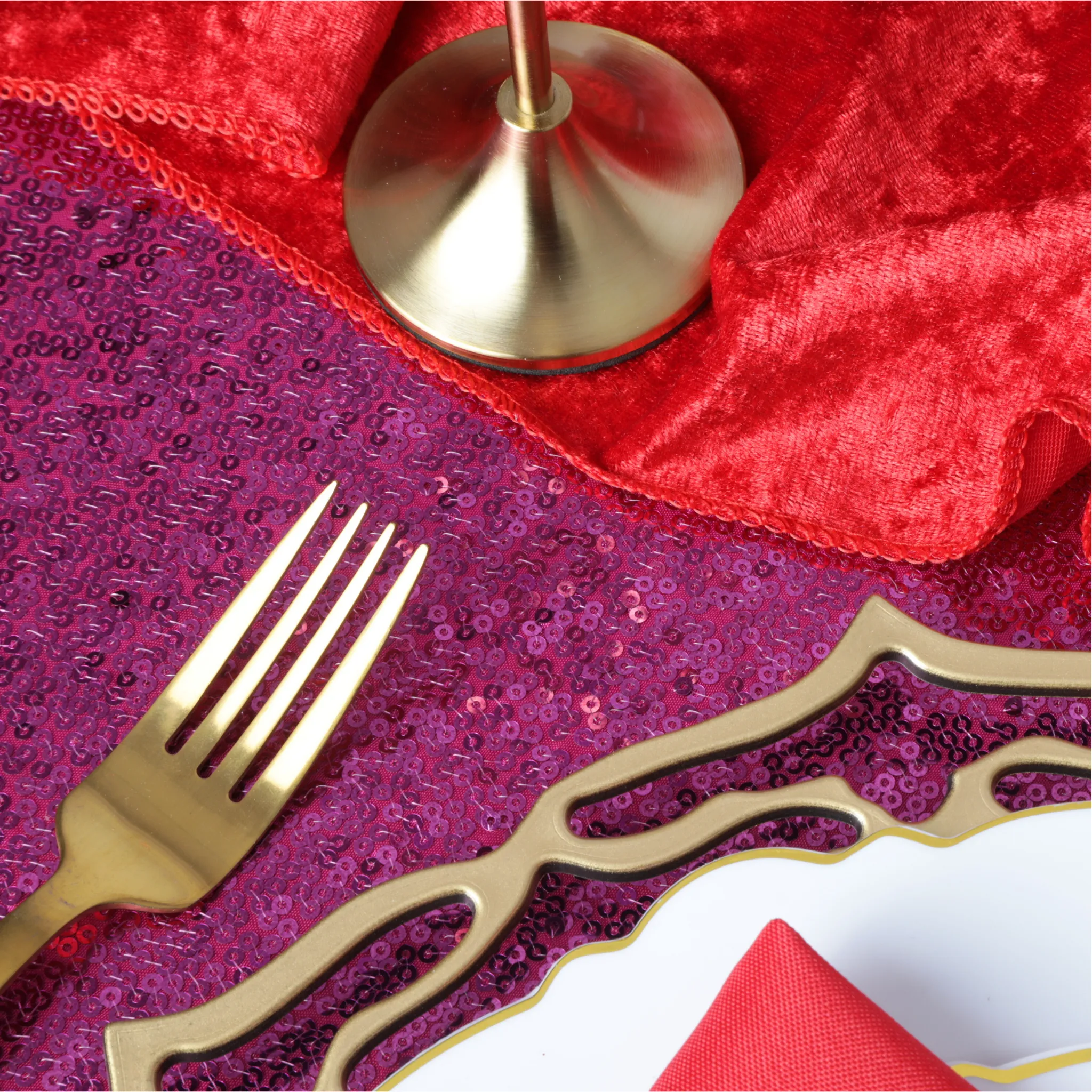 Velvet Table Runner - Red
