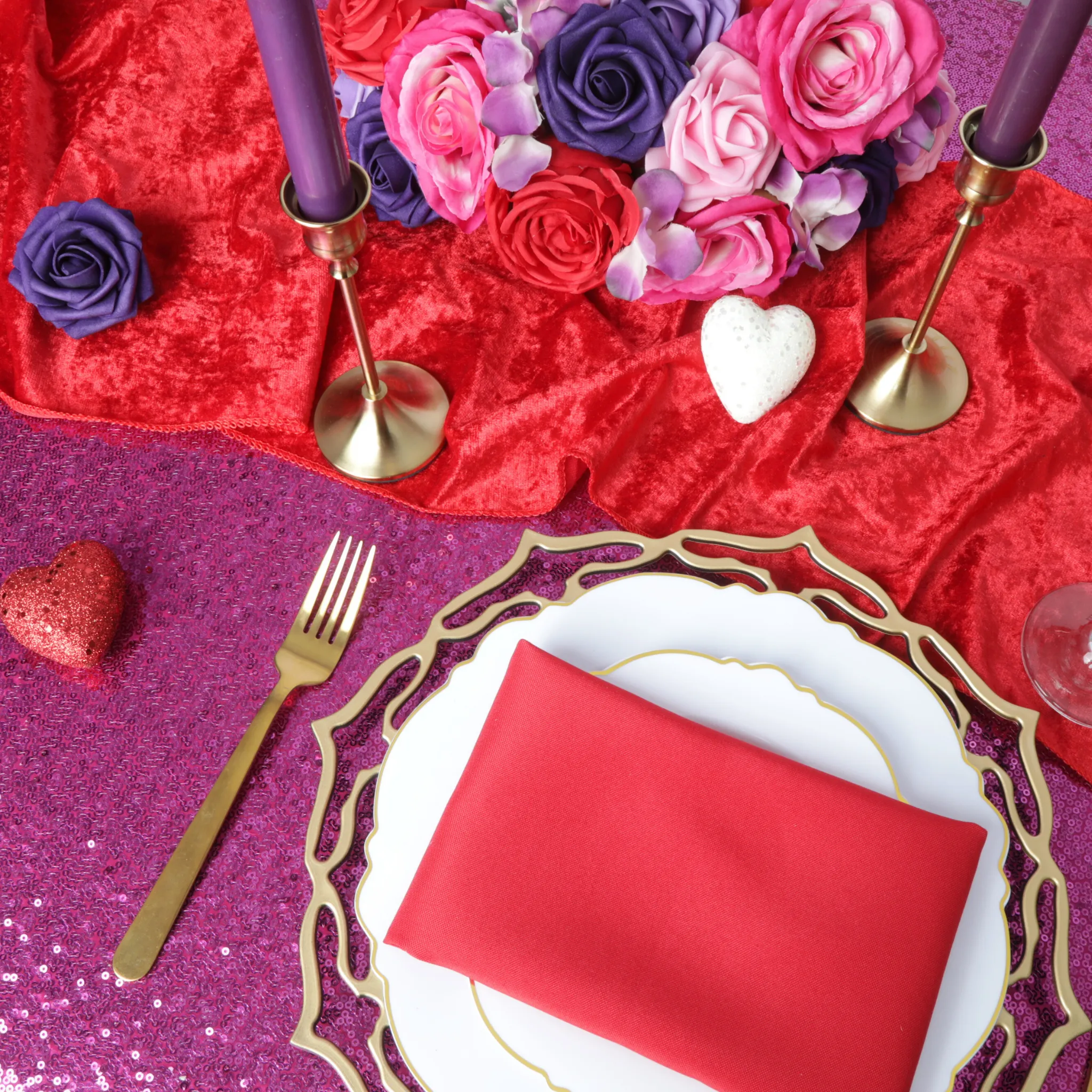 Velvet Table Runner - Red