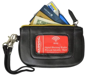 Women's Premium Leather RFID Blocking Safe Zip ID Pouch RFID P 1110 (C)