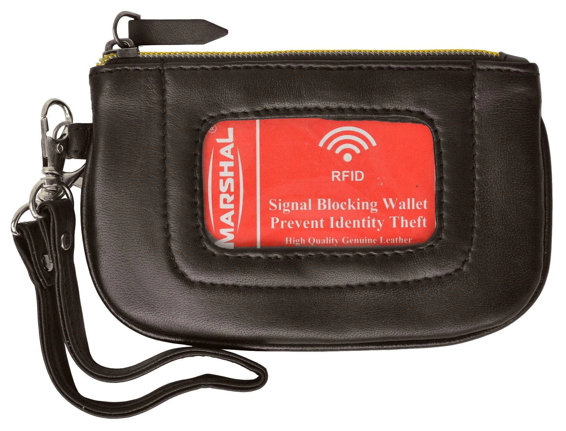 Women's Premium Leather RFID Blocking Safe Zip ID Pouch RFID P 1110 (C)