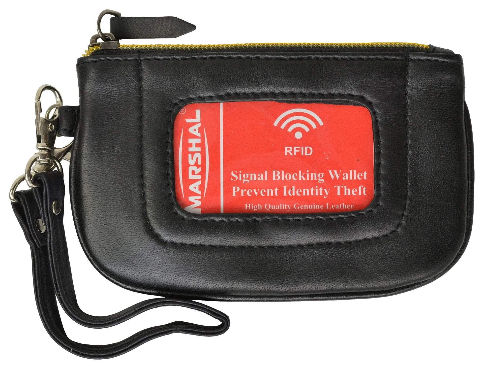 Women's Premium Leather RFID Blocking Safe Zip ID Pouch RFID P 1110 (C)