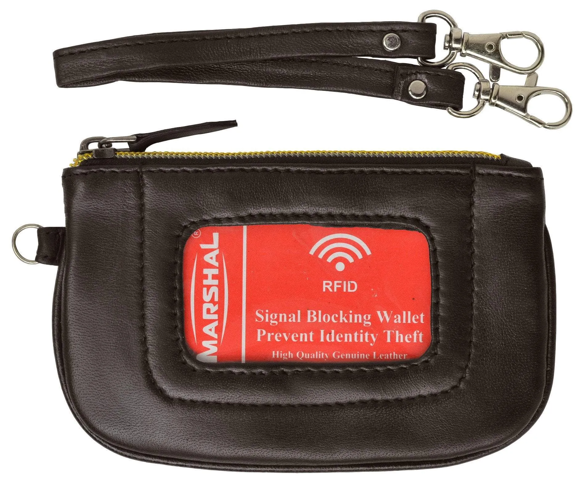 Women's Premium Leather RFID Blocking Safe Zip ID Pouch RFID P 1110 (C)