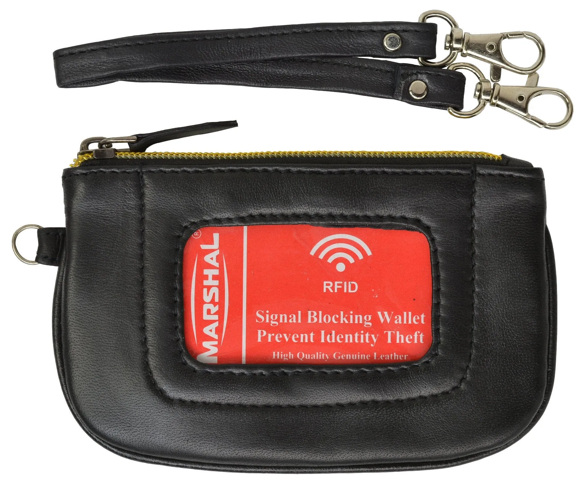 Women's Premium Leather RFID Blocking Safe Zip ID Pouch RFID P 1110