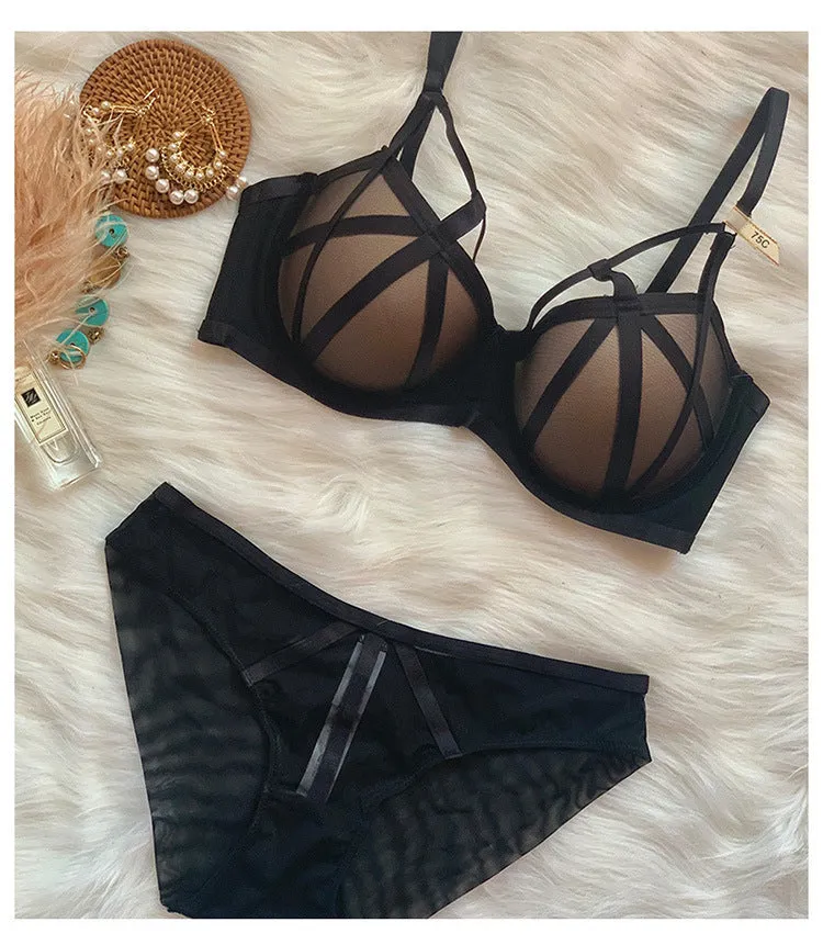Women's underwear set small breast push-up bra pure desire underwear set